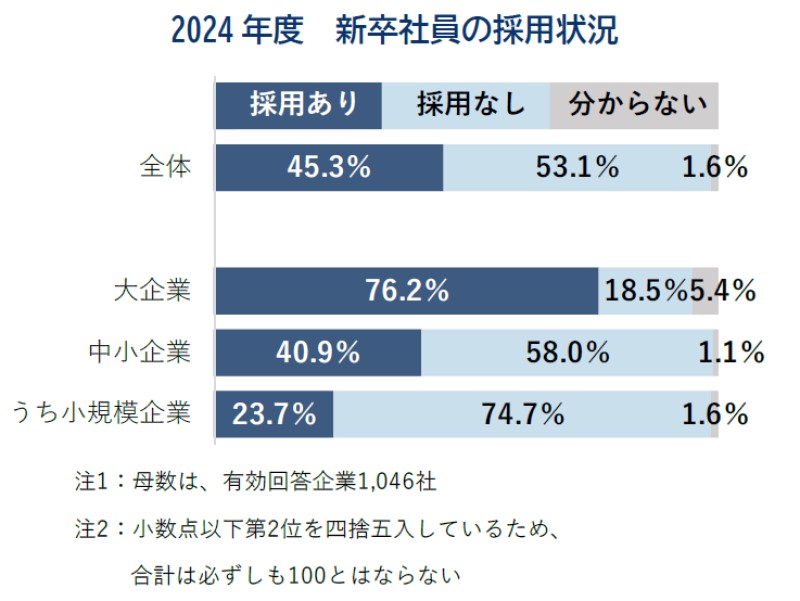 2024年度新卒社員の採用状況を示すグラフ