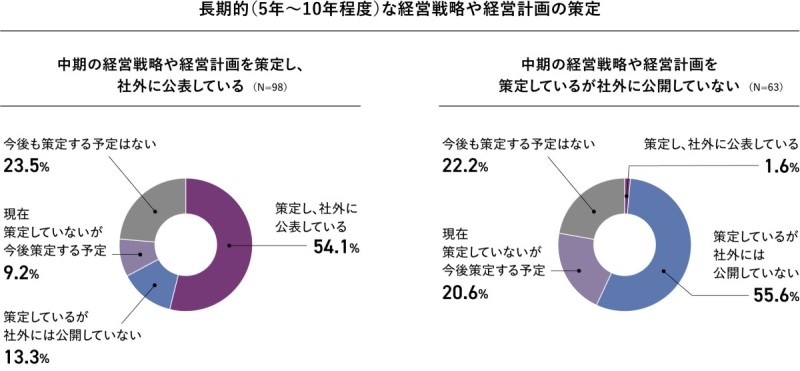 長期的(5年~10年程度)な経営戦略や経営計画の策定を示すグラフ
