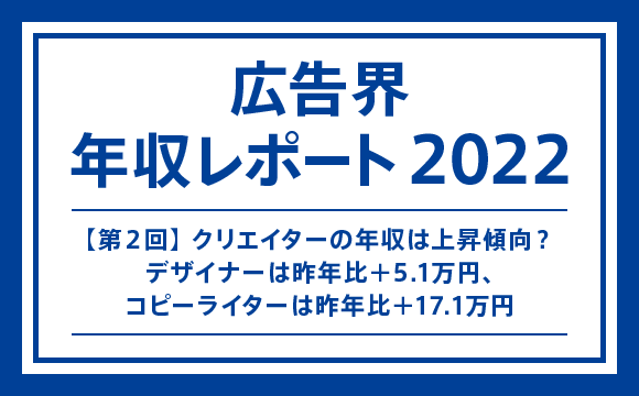 【第2回】クリエイターの年収は上昇傾向？ デザイナーは昨年比+5.1万円、コピーライターは昨年比+17.1万円─マスメディアン 広告界 年収レポート2022